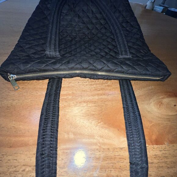 Nanette Lepore Womens Quilted Satin Black Tote Shoulder Bag Lightweight Preowned - Picture 4 of 11